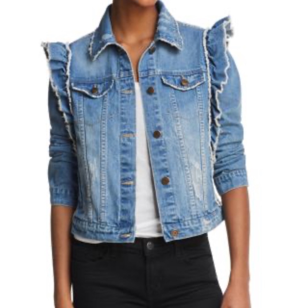 Bagatelle Ruffled Denim Jacket women’s Denim Jacket SZ 1X‎